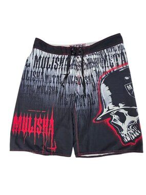 Metal Mulisha Men's Board Shorts, Swim Trunks, Y2K, Skull, Red, Black, Sz 36